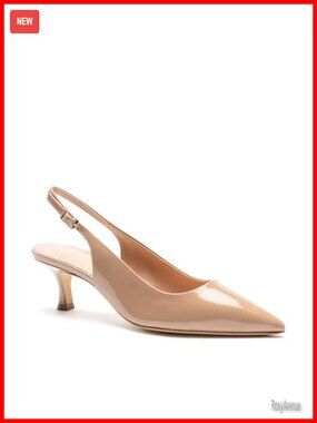 Italian Patent Leather Slingback Kitten Heels Business Casual